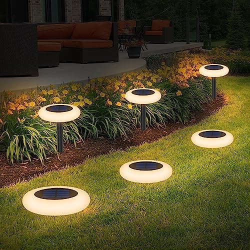 Intelamp Colorful Solar Lights for Outside Garden and Backyard Decor - Color Changing Pathway Lights for Yard, 2 Pack