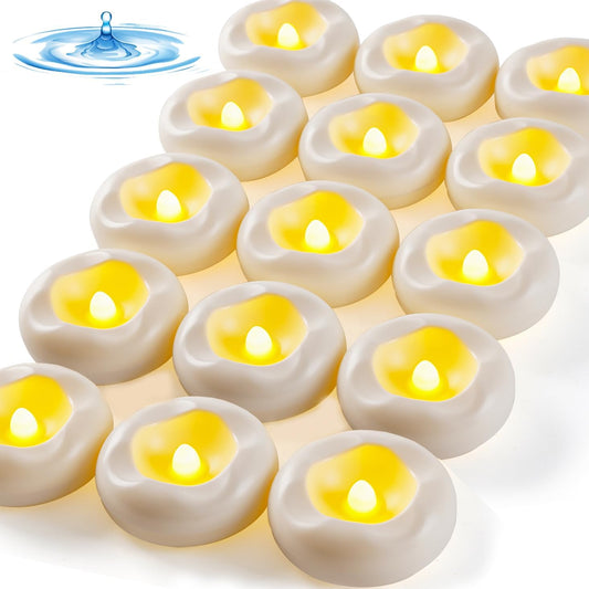 12x 2”Floating Candle, 200 Hour Water Activated Warm White Battery Powered Flameless LED Floating Candle Floating for centerpieces/Bathtub/Pool/Fountain