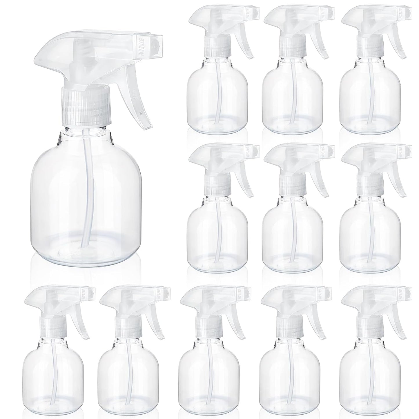 Jinei 24 Pcs 8 oz Empty Plastic Spray Bottle with Trigger Sprayers Pet Adjustable Head from Fine to Stream Refillable for Hair Plants Cooking Pets, No Leakage(Clear)