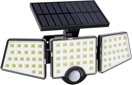 LE Solar Lights for Outside, Solar Lights Outdoor with Motion Sensor, WL4000 High Brightness, 3 Adjustable Heads 270° Wide Lighting Angle, IP65 Waterproof, Wireless Wall Lamp for Yard Garage