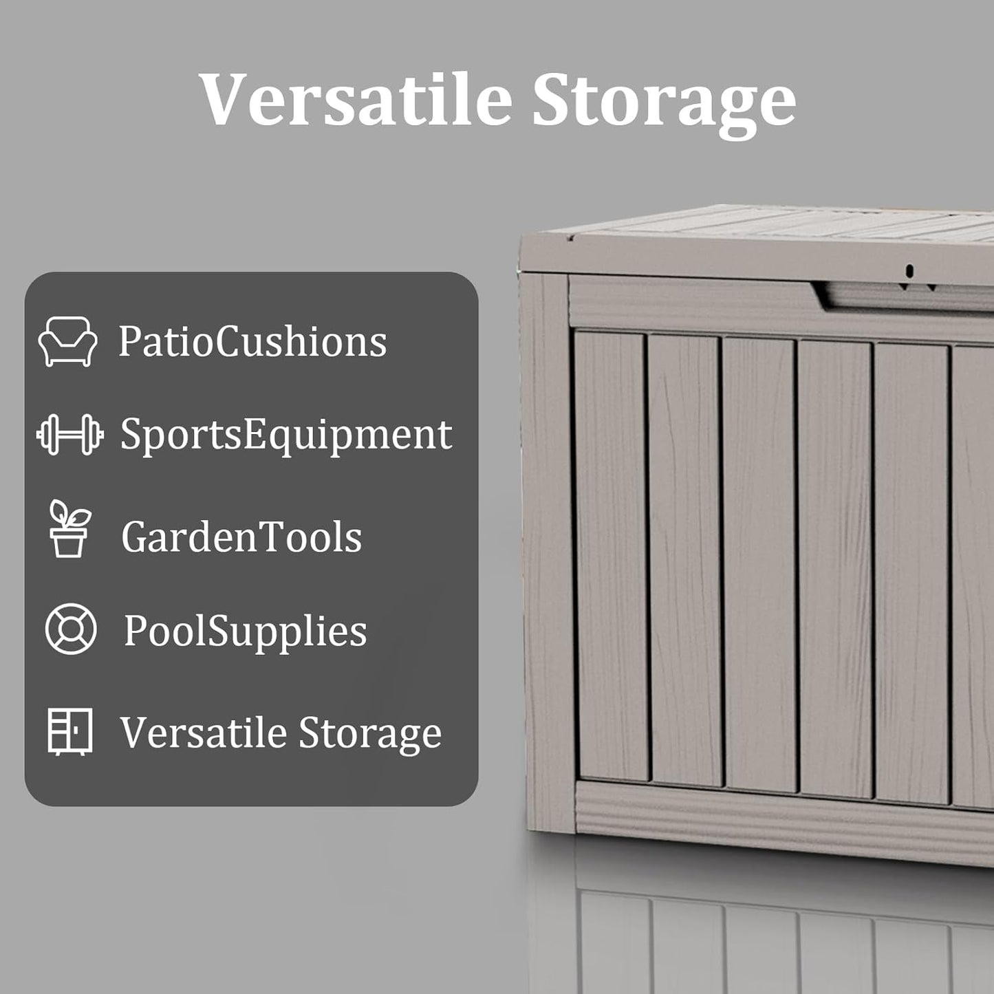 45 Gallon Waterproof Deck Box, Lockable Resin Storage Box for Patio Furniture Cushions Garden Tools and Outdoor Delivery Storage, Coffee