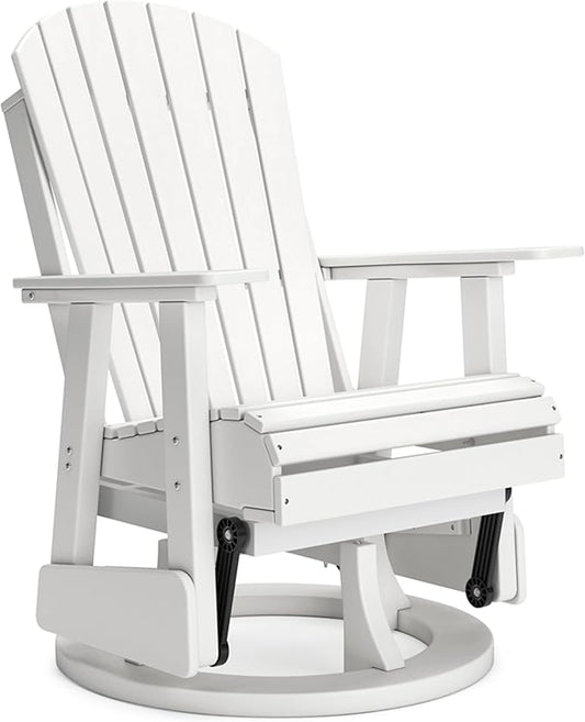 Signature Design by Ashley Hyland Wave Casual Weather Resistant HDPE Outdoor Swivel Glider Chair, White
