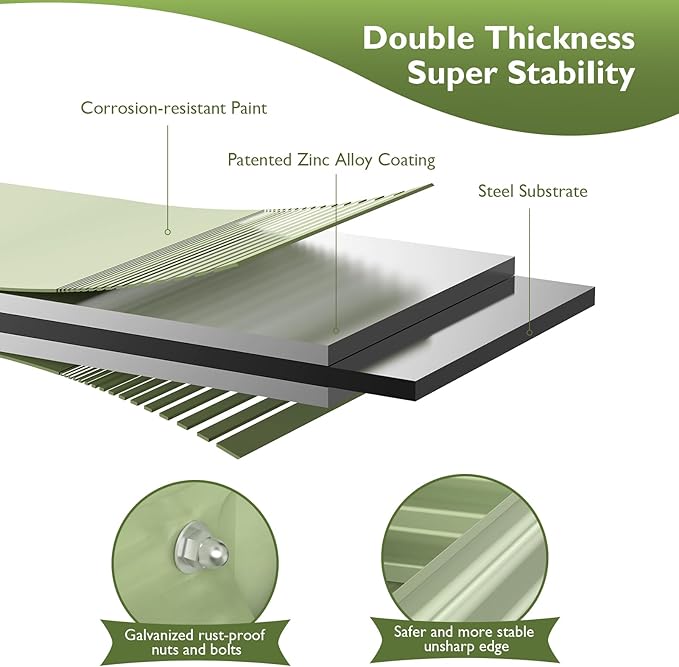 Raised Garden Bed with Legs, 48×24×32in Large Galvanized Elevated Planter Box, Metal Raised Beds for Gardening Backyard Patio Balcony, 400lb Capacity (Olive Green)