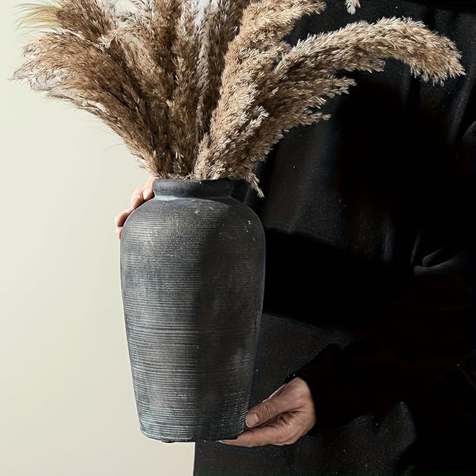 Decorative Ceramic Rustic vase,Tall vase for Minimalist Decoration,11" Large Vintage Vase for Home Decor,Centerpiece,Living Room,Enterway,Bronze