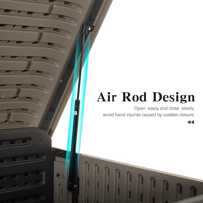 Domi 160 Gallon Resin Deck Box, Waterproof & UV-Resistant Outdoor Large Storage Box Lockable Storage Bin for Patio Cushions Pool Supplies Garden Tools and Delivery Storage