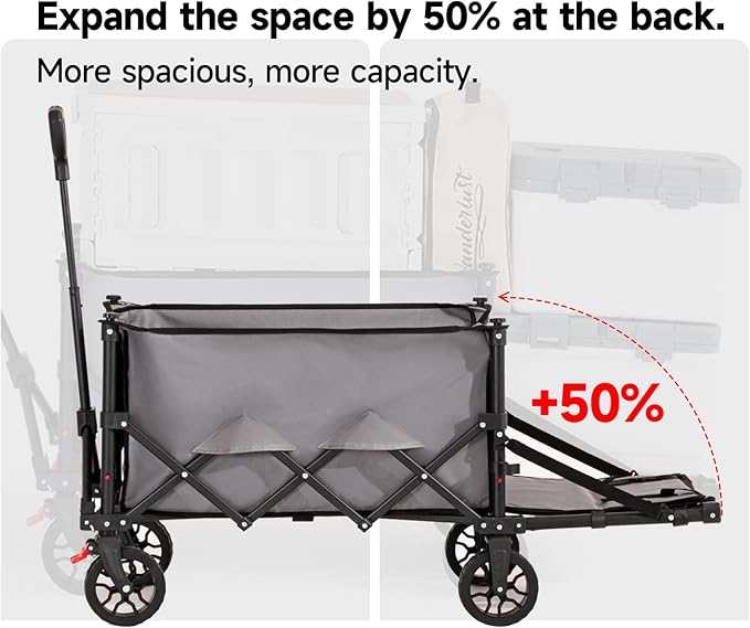 Collapsible Wagon Cart with Wheels Foldable,Folding Beach Wagons Carts Foldable for Grocery Shopping Camping Garden Fishing Sports