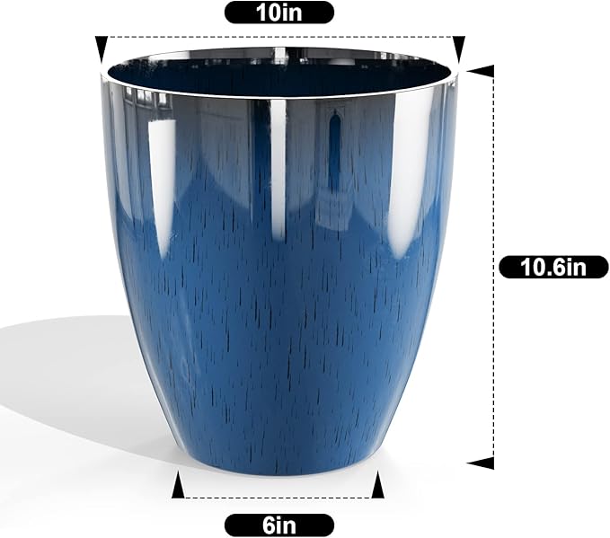 QCQHDU Plant Pots Set of 2 Pack,10 Inch Plant Pot for Indoor and Outdoor Plants with Drainage Hole,Flower Pots Modern Decorative Planter for Garden Plants (Blue)