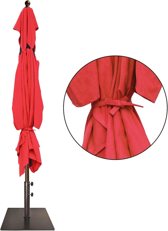 EliteShade USA 10-Year-Non-Fading 6.5x10Ft Rectangular Market Umbrella Patio Umbrella Outdoor Table Umbrella with Ventilation, Logo Red