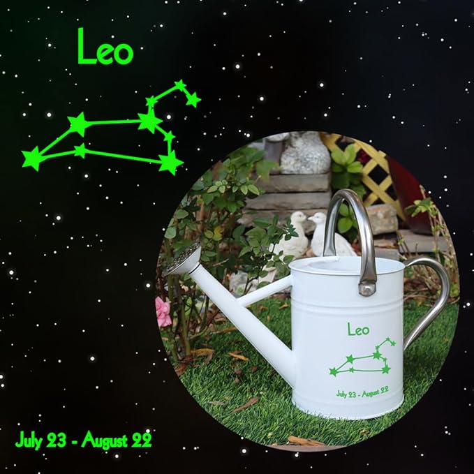 Metal Watering Can for Outdoor and Indoor Plants, Watering Can Decor, 1 Gallon (Leo)