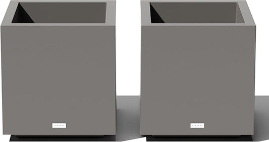 Veradek Block Series Cube Plastic Planter - Large Square Planter for Indoor or Outdoor Patio/Garden | Durable All-Weather Use with Drainage Holes | Modern Décor for Tall Plants, Trees, Flowers