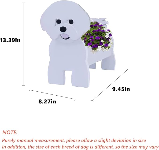 Bichon Frise Dog Planter Plant Pots,Cute Garden Dog Flower Planter,Dog Planters Birthday Gifts for Women,Office,Indoor/Outdoor Decor（9.45 * 8.27 * 13.39in）