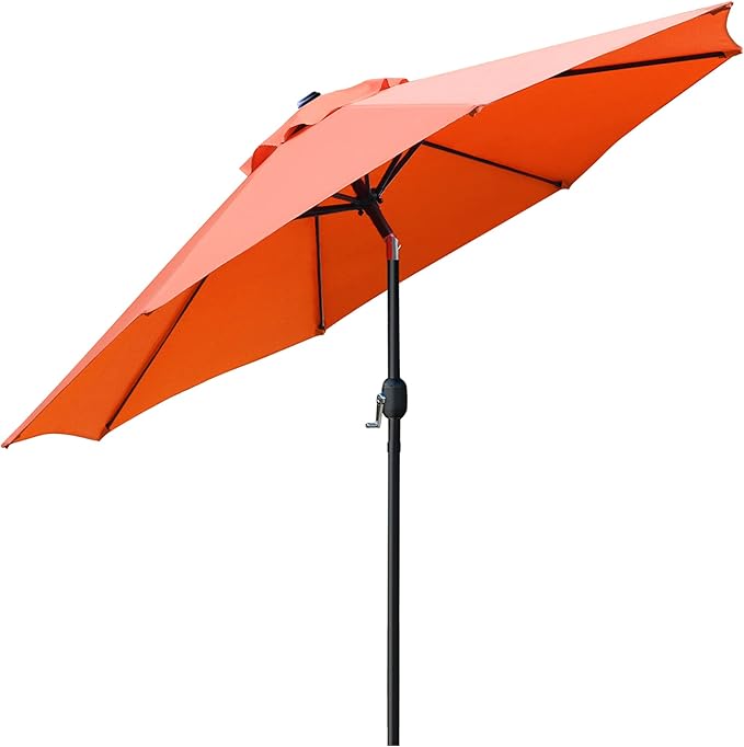 Sunnyglade 9' Patio Umbrella Outdoor Table Umbrella with 8 Sturdy Ribs (Orange)