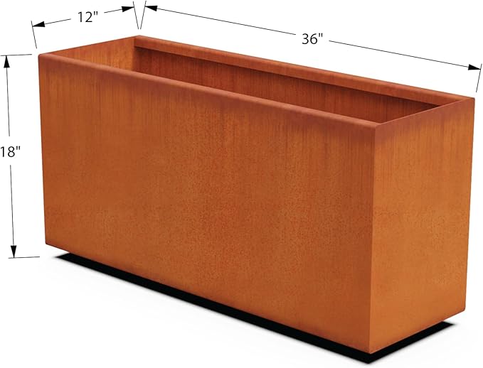 Corten Steel Planter Rectangle Outdoor Metal Garden Box Heavy Duty | Made in USA | Fully Assembled