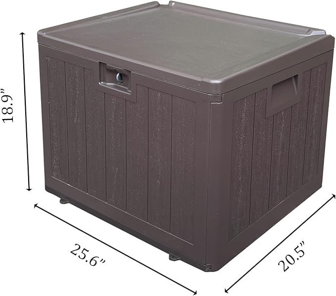 Premium Pro Edition 35 Gallon Lockable Resin Deck Box, Waterproof & UV-Resistant Outdoor Storage Box for Outdoor Storage, Garden Tools & Pool Accessories Storage, Brown