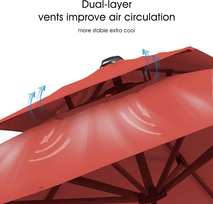 PURPLE LEAF 10ft Patio Umbrella with Base Outdoor Square Umbrellas Large Cantilever Umbrella Windproof Offset Umbrellas Heavy Duty Sun Umbrella for Garden Deck Pool Patio, Brick Red