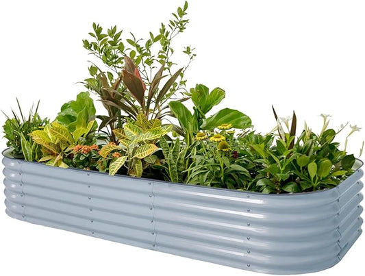 Vego garden Raised Garden Bed Kit, 17" Tall 10 in 1 Modular, Metal Planter Box for Vegetables, Flowers, Herbs, Sky Blue