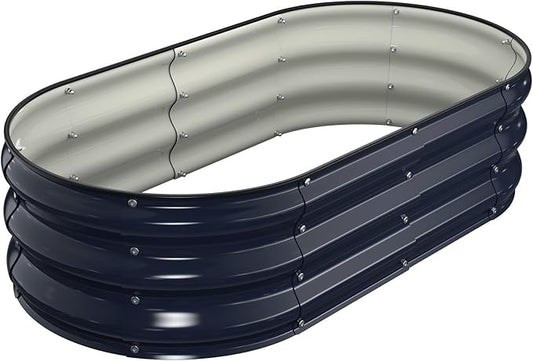 Raised Garden Bed Kit, 4x2x1 ft Galvanized Planter Box Outdoor with Safety Edging, Large Metal Raised Beds for Gardening Vegetables Flower Herb (Navy Blue)