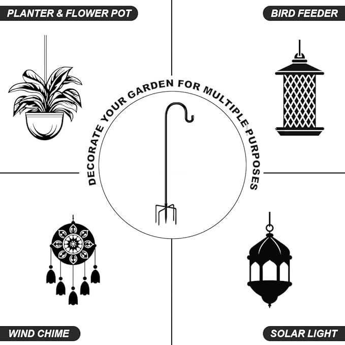Shepherd Hooks for Bird Feeder Outdoor 44 inch, Small Heavy Duty Hummingbird Feeder Poles for Hanging Planter Basket Wind Chimes Garden Decor 2Pcs