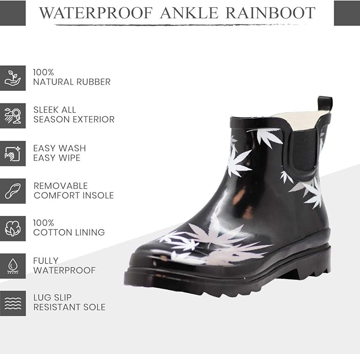 NORTY - Womens Ankle Rain Boots - Ladies Waterproof Winter Spring Garden Boot runs ½ size large