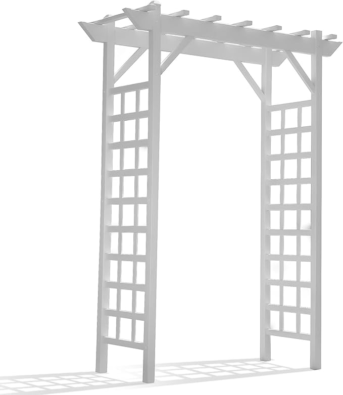 Dura-Trel PVC Garden Arbor, Arch Support for Climbing Plants, Providence, White, 64" x 85"