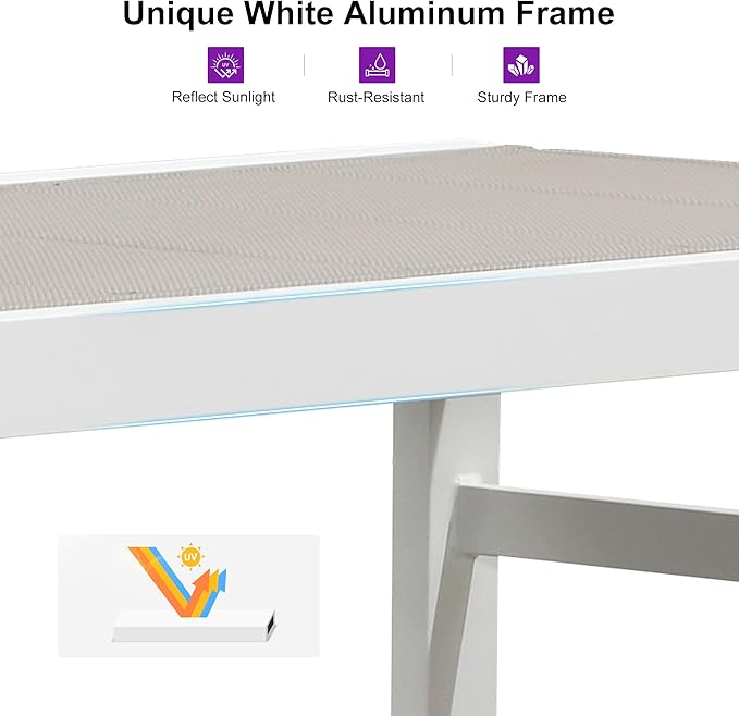 PURPLE LEAF Outdoor Chaise Lounge Adjustable Sunbathing Recliner with Armrest Khaki 2 Sets