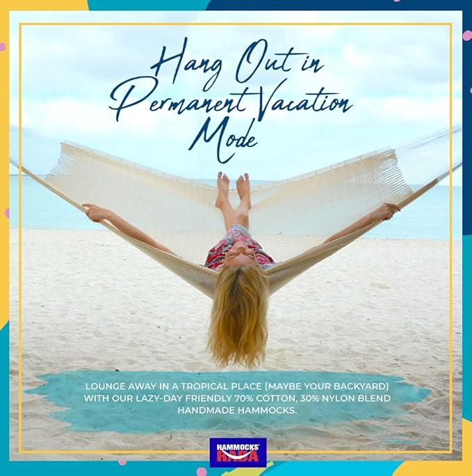 Handmade Hammocks - Hammocks Rada Handmade Yucatan Hammock - Artisan Crafted in Central America - Natural, Fits Most 12.5 Ft. - 13 Ft. Stands - Carries Up to 550 Lbs for Two