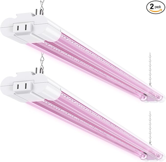 Sunco 3ft Grow Light LED, 30W, Full Spectrum, for Seed Starting, Seedling, Indoor Plants, Plug in Suspended Fixture, Link Up to 5, Inline Switch, UL/ETL 2 Pack
