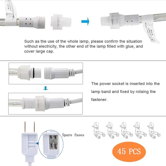 150ft LED Rope Lights Outdoor, 1080 LED Connectable and Flexible Tube Lights with 8 Modes, Waterproof LED Rope Lighting for Garden, Patio, Bedroom, Party, Pool, Indoor Outdoor Decoration (White)