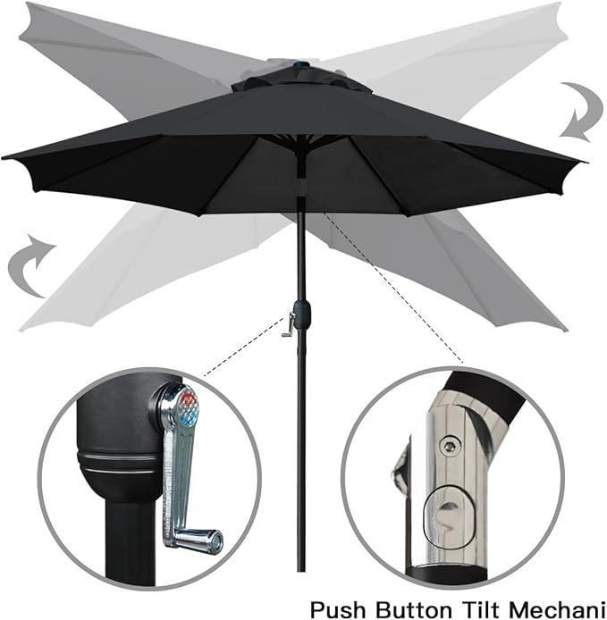 Sunnyglade 9' Patio Umbrella Outdoor Table Umbrella with 8 Sturdy Ribs