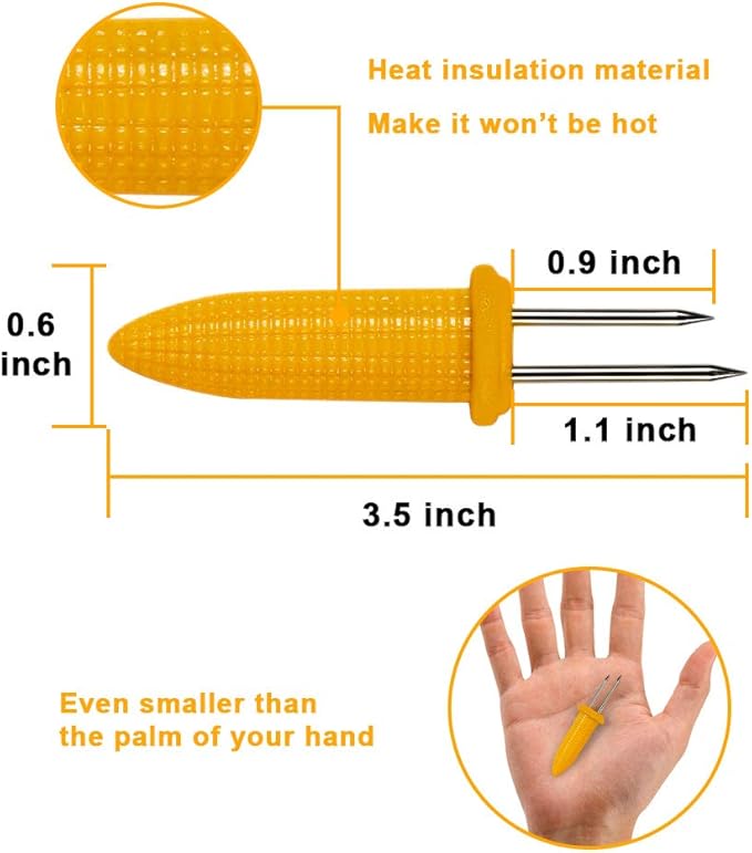 Corn on The Cob Holders, Stainless Steel Heat Resistant Non Slip Barbecue Corn Prongs Skewers for BBQ, Cooking, Birthday Party (20,3.54IN)