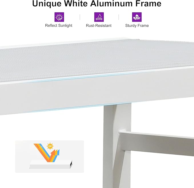 PURPLE LEAF Outdoor Chaise Lounge Adjustable Sunbathing Recliner with Armrest Cream 2 Sets