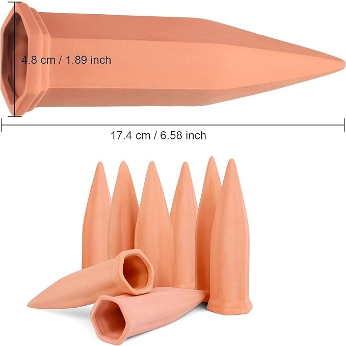 XXYXXY Terracotta Watering Spikes Plant Watering Clay Automatic Watering Device for Plants Used in Holidays, Indoor Plant Watering Device Clay Automatic Watering Device (10PCS)