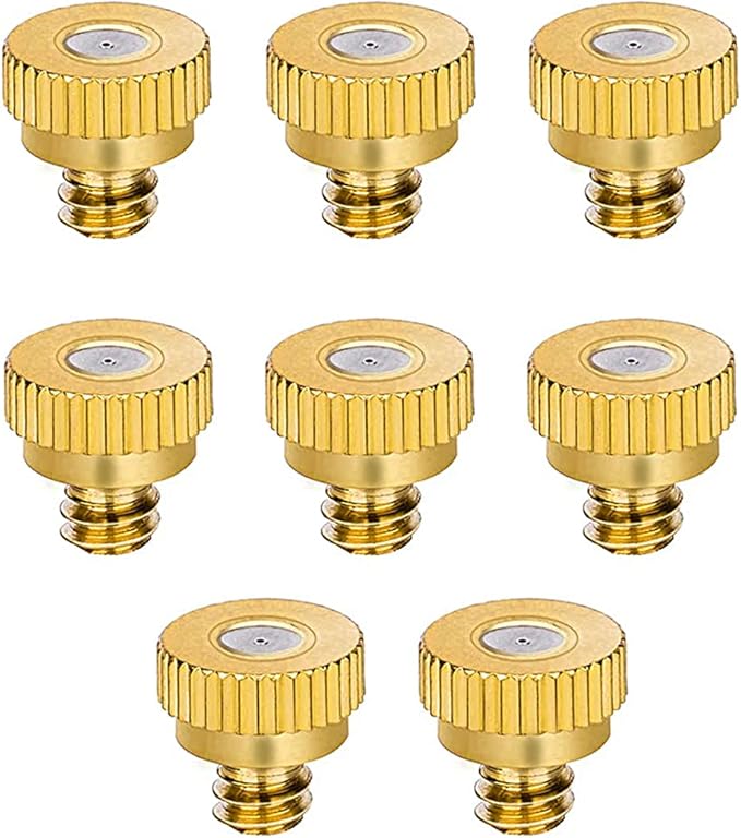 Aopin G 3/16 Brass Misting Nozzles 0.3mm / 0.011" Orifice Atomizing Mister Sprayer Nozzle Suitable For Outdoor Cooling,Garden Irrigation,Fountain, Crop Nutrient Injection, Greenhouse 8 Pcs