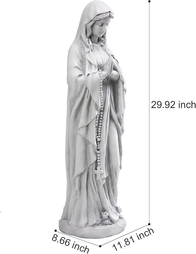 TOETOL Virgin Mary Praying Statue 29.9 Inch Tall Outdoor Garden Religious Decorations Statue Clearance for Home Yard Patio Lawn Hallway Decor Sculpture Magnesium Oxide Stone