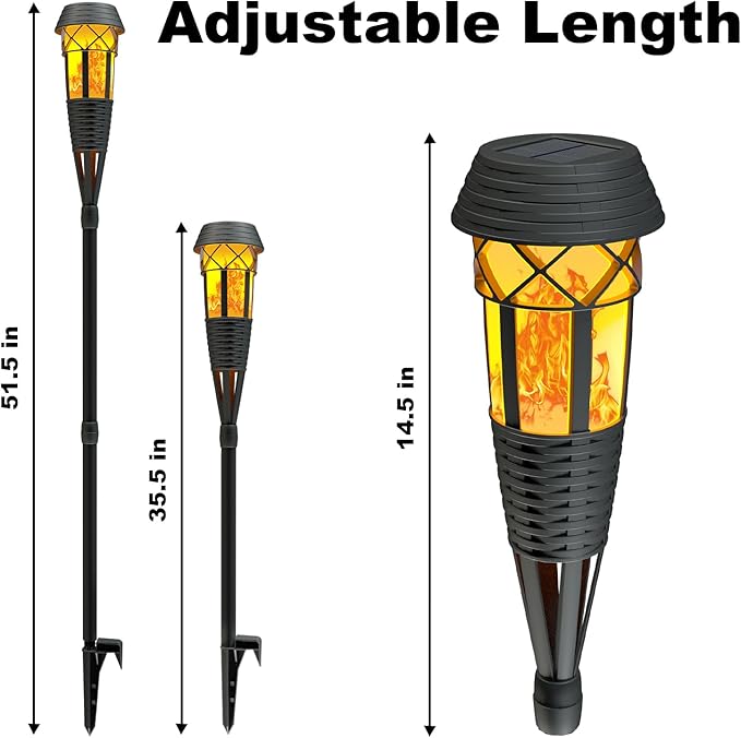 Flickering Flames Torch Light Solar Garden Lights Waterproof Landscape Lighting - 2 Pack