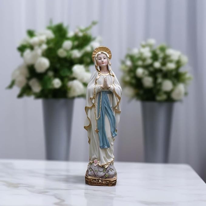MeritMode 15" H Virgin Mary Praying Statue - Lourdes Catholic Collectible Figurine, Blessed Mother Figurine, Ideal Religious Gift for Home Décor & Outdoor Garden Decorations