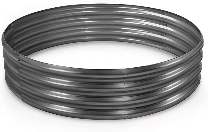 Land Guard Galvanized Raised Garden Bed Kit, Planter Boxes Outdoor, Round Large Metal Garden Beds for Vegetables(Gray)……