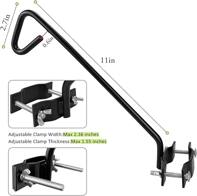 11 inches Fence Deck Hook Rail Hook Hanging Hook Mounting Kit Heavy Duty Bird Feeder Hook, Decorative Hook Hanger for Bird Feeders, Planters, Suet Baskets, Lanterns on Balcony Porch Railing Fence