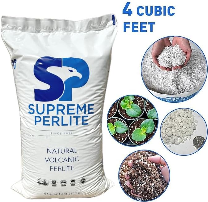 Supreme Horticulture Coarse Grade Perlite 4 Cubc Foot 113 Liters 120 Quarts - Indoor & Outdoor Use Coarse Grade