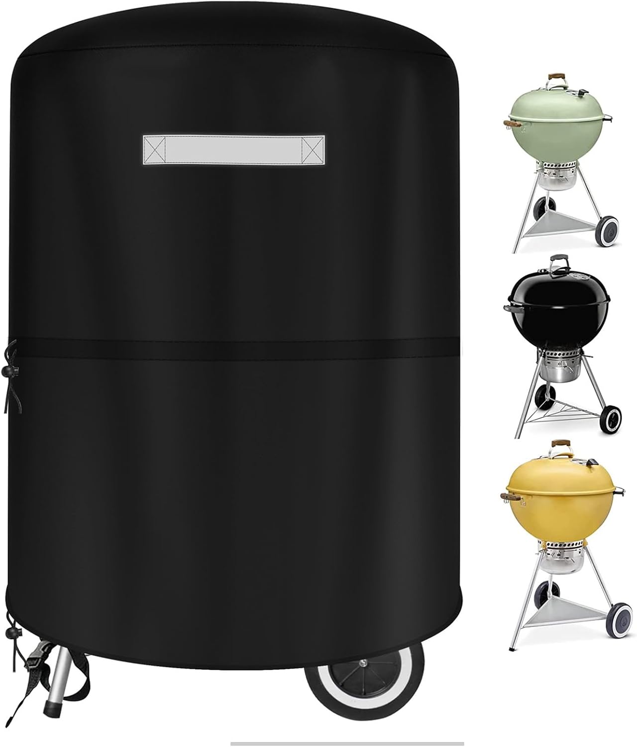 22 inch BBQ Gas Grill Cover for Outdoor Grill, Grill Cover for Weber 22 Inch Charcoal Kettle - Heavy Duty Waterproof Anti-UV Barbecue Cover for Weber Char-Broil 22 Inch Charcoal Kettle Grills, Black