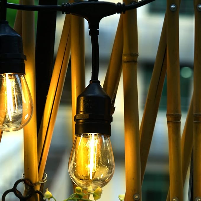 SUFEIMAS Outdoor String Lights LED 150FT with 45 Sockets 48pcs S14 Shattreproof Edison Bulbs,Dimmable LED Outdoor String Lights for Outside, Patio,Backyard, Market, Cafe (3 * 50ft)