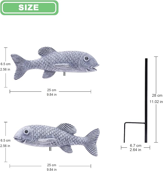Outdoor Koi Fish Statues 2Pack: Garden Sculpture Ornaments Pond Decor for Yard Lawn Patio Porch Outside Decorative Gifts for Grandma Women Mom