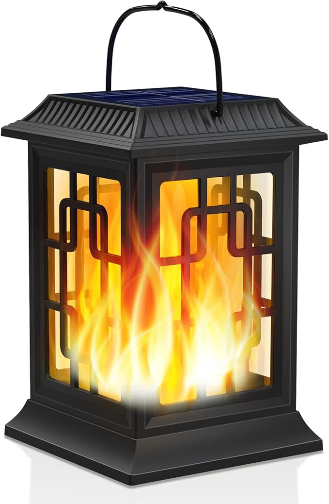 Solar Lanterns Outdoor Waterproof, Hanging Solar Lights for Outside Black Hanging Solar Powered Lantern Decorative for Garden Yard Patio, 1 Pack