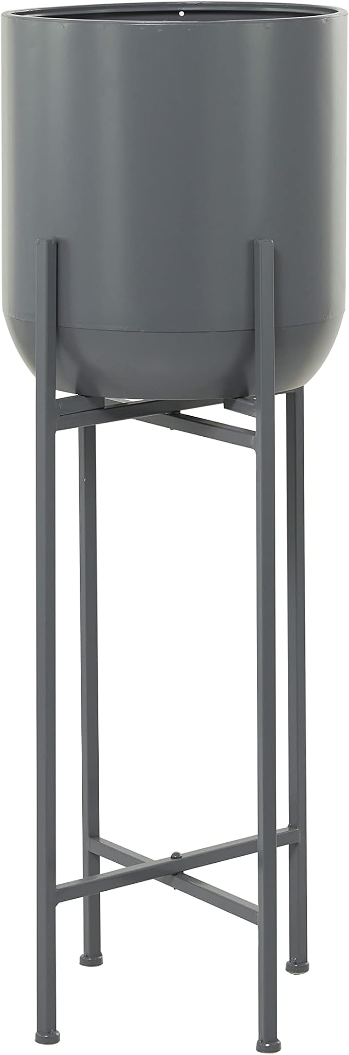 Deco 79 CosmoLiving by Cosmopolitan Metal Round Planter with Removable Stand, 13" x 13" x 36", Dark Gray