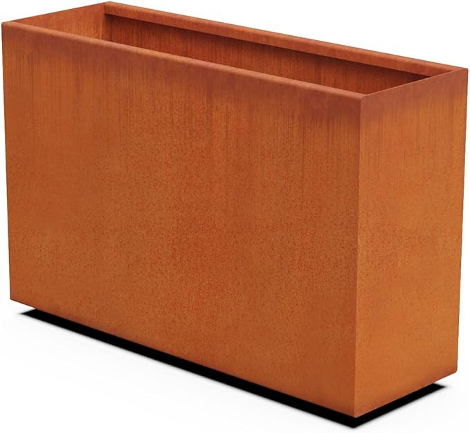 Corten Steel Planter Rectangle Outdoor Metal Garden Box Heavy Duty | Made in USA | Fully Assembled