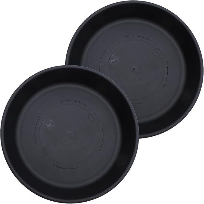 The HC Companies Flower Pot Saucers - Plastic Plant Saucer for Outdoors & Indoors - Traditional Design Plant Pot Trays for Water Drainage - Durable & Stylish Round Plant Tray (21-inch Black)