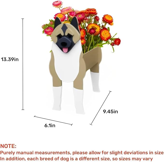 American Akita Dog Planter Plant Pots,Cute Garden Dog Flower Planter,Dog Planters Birthday Gifts for Women,Office,Indoor/Outdoor Decor（9.45 * 6.1 * 13.39in）