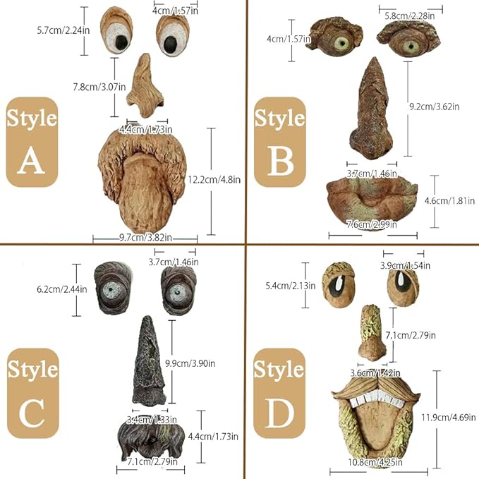 Tree Faces Decor Outdoor, Tree Face Outdoor Statues Old Man Tree Hugger Bark Ghost Yard Art Garden Decoration, Tree Decorations Outdoor for Halloween Easter Garden Creative Props (Style A)