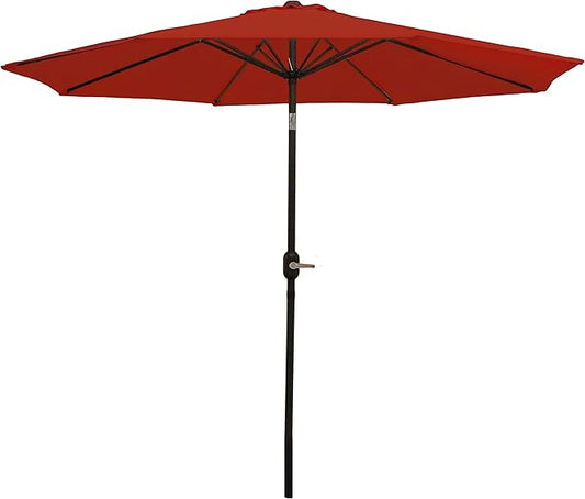 Sunnydaze Outdoor Patio Umbrella - Polyester Table Market Umbrella with Push-Button Tilt and Crank - 8 Sturdy Ribs - Burnt Orange - 9ft