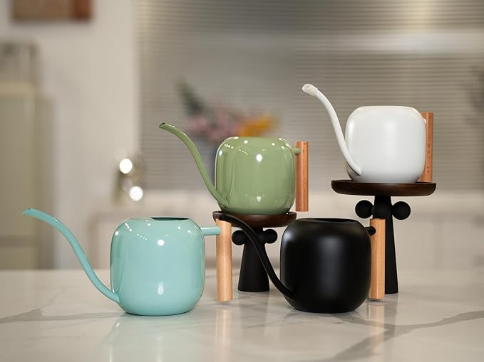 Green Moon Water Can Indoor Plant White 1.2L/41oz with Long Spout Small Water Can Metal Watering Can Pot for Indoor House Plant Bonsai Outdoor Garden Flowers Decorative